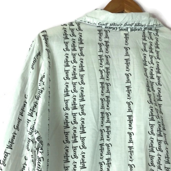 Victorias Secret Script Pajama Button Shirt M - Picture 5 of 8